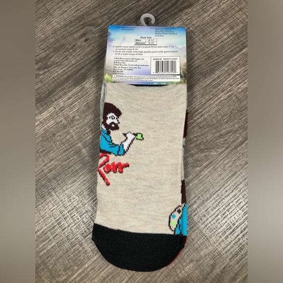 2 Pairs Bob Ross The Joy Of Painting Fuzzy Hair Novelty Socks NWT - Picture 5 of 6